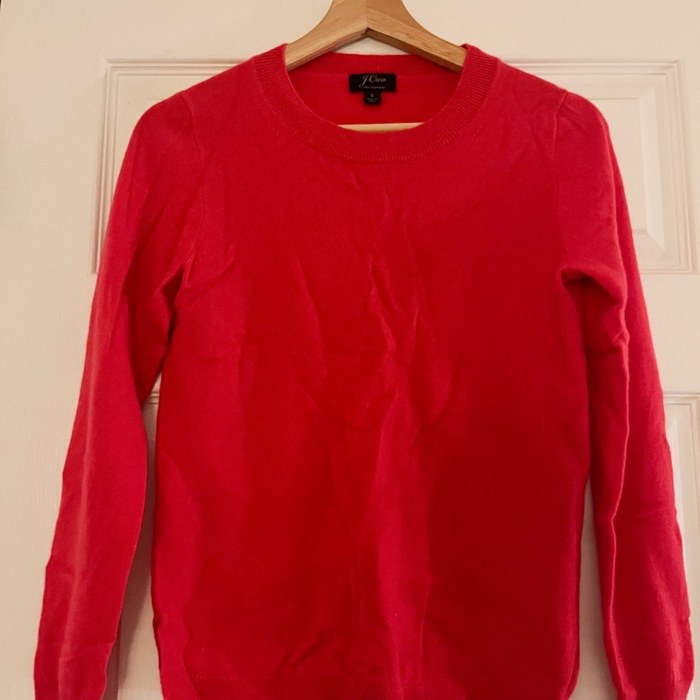 J. Crew Bright Red Cashmere Sweater